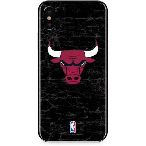 NBA Chicago Bulls Black Distressed iPhone XS Skin