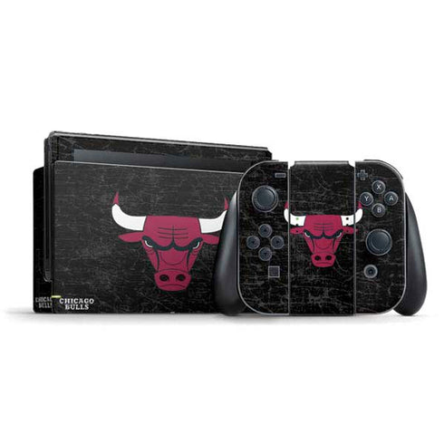 NBA Chicago Bulls Black Distressed Nintendo Switch Bundle Skin