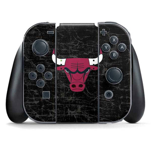 NBA Chicago Bulls Black Distressed Nintendo Switch (2017-2021) Joy-Con Controller Skin