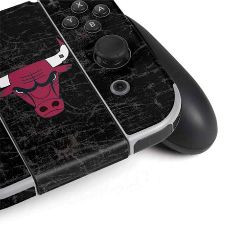 NBA Chicago Bulls Black Distressed Nintendo Switch OLED (2021) Skin