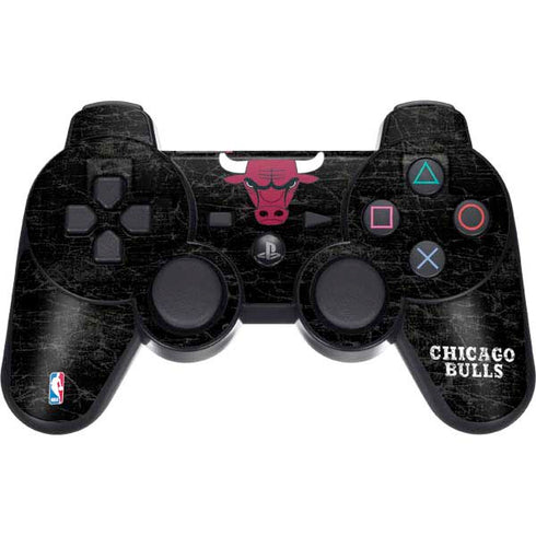 NBA Chicago Bulls Black Distressed PS3 Dual Shock wireless controller Skin
