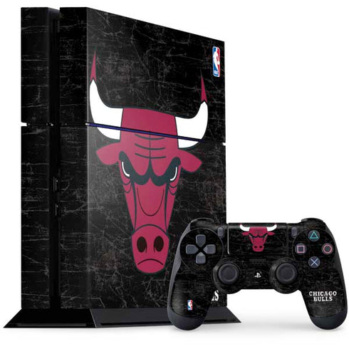 NBA Chicago Bulls Black Distressed PS4 Console and Controller Bundle Skin