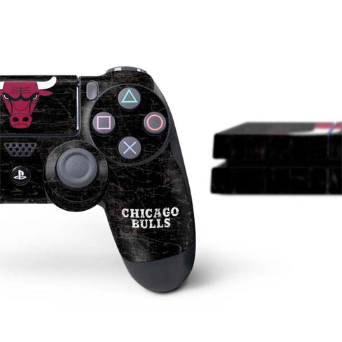 NBA Chicago Bulls Black Distressed PS4 Console and Controller Bundle Skin