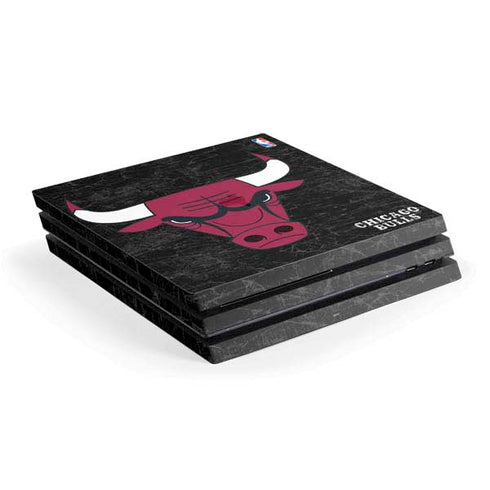 NBA Chicago Bulls Black Distressed PS4 Pro Console Skin