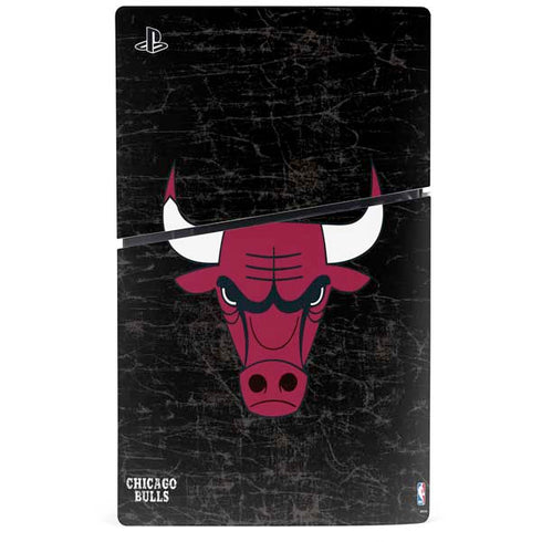 NBA Chicago Bulls Black Distressed PS5 Slim Digital Edition Bundle Skin