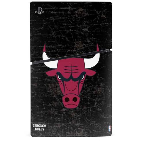 NBA Chicago Bulls Black Distressed PS5 Slim Digital Edition Console Skin