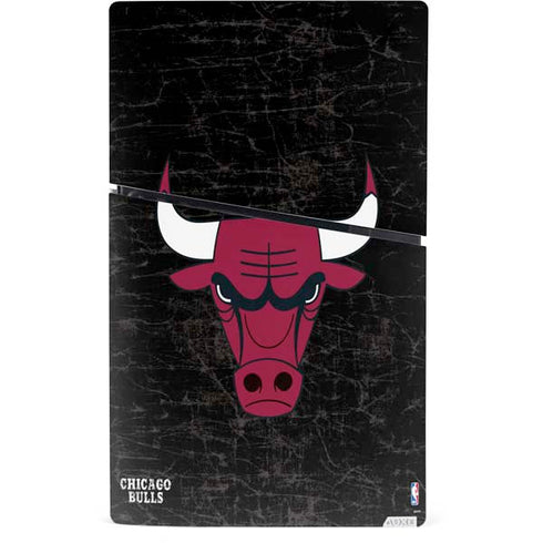 NBA Chicago Bulls Black Distressed PS5 Slim Digital Edition Console Skin