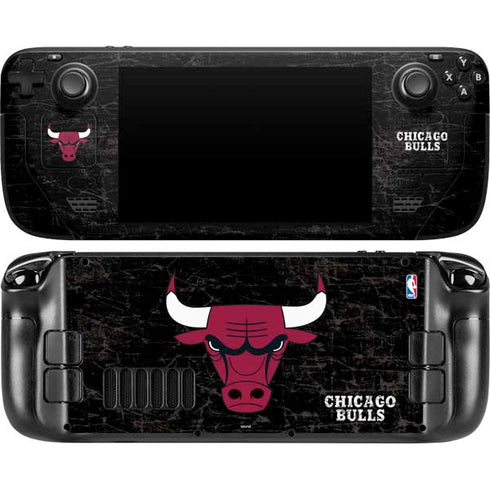NBA Chicago Bulls Black Distressed Steam Deck Handheld Gaming Computer Skin