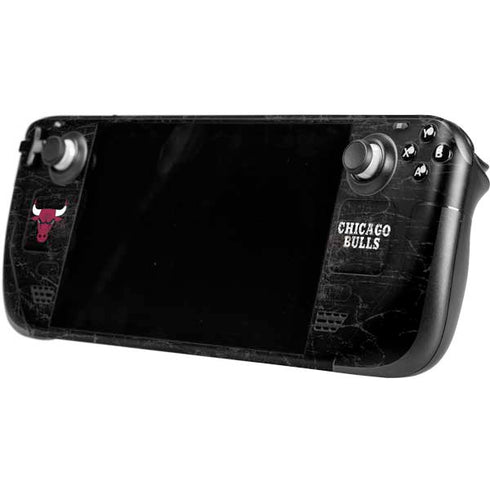 NBA Chicago Bulls Black Distressed Steam Deck Handheld Gaming Computer Skin