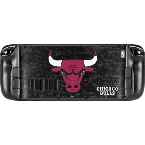 NBA Chicago Bulls Black Distressed Steam Deck Handheld Gaming Computer Skin