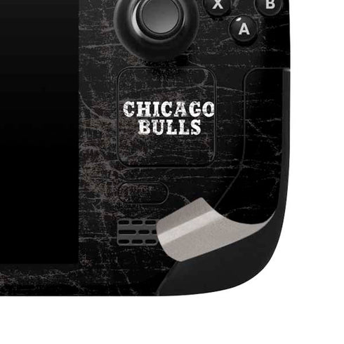 NBA Chicago Bulls Black Distressed Steam Deck Handheld Gaming Computer Skin