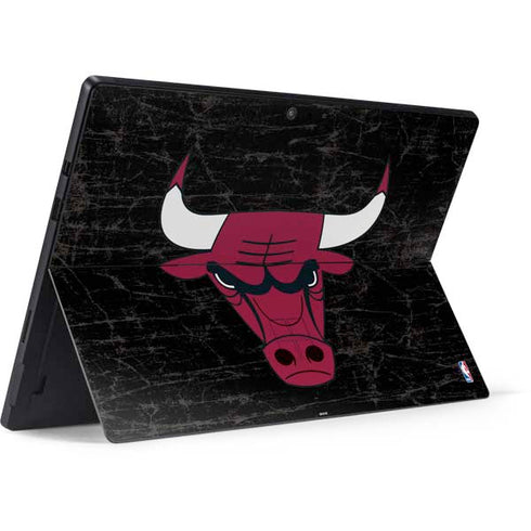 NBA Chicago Bulls Black Distressed Surface Pro 7 Skin