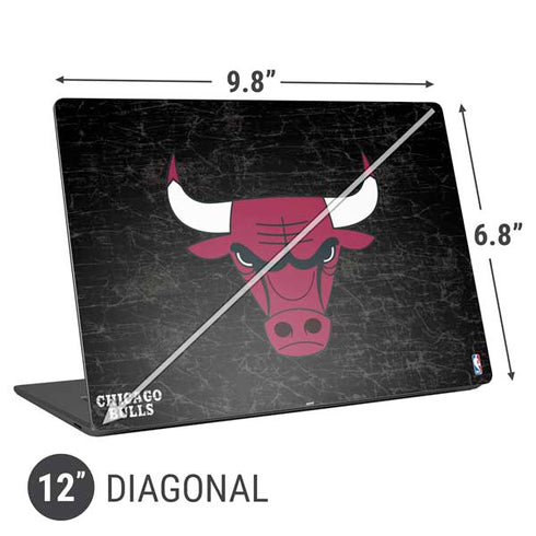 NBA Chicago Bulls Black Distressed Universal Laptop 12in (9.8 x 6.8in) Skin