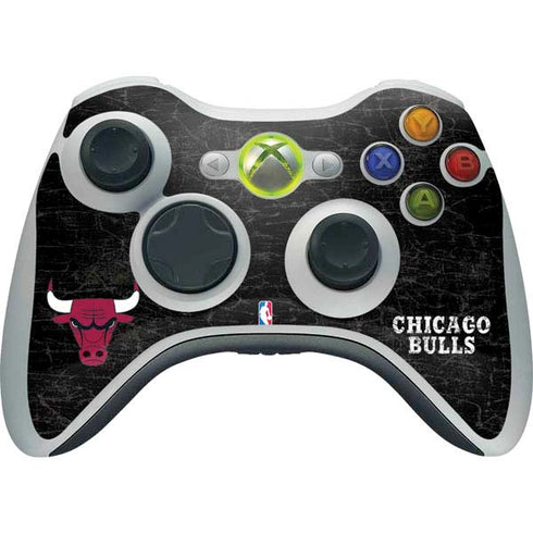 NBA Chicago Bulls Black Distressed Xbox 360 Wireless Controller Skin