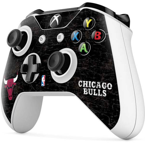 NBA Chicago Bulls Black Distressed Xbox One S Controller Skin