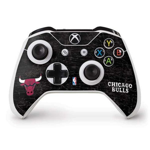 NBA Chicago Bulls Black Distressed Xbox One S Controller Skin