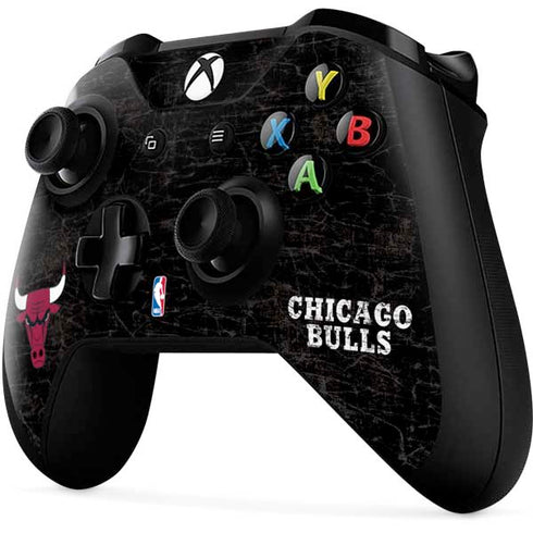 NBA Chicago Bulls Black Distressed Xbox One X Controller Skin