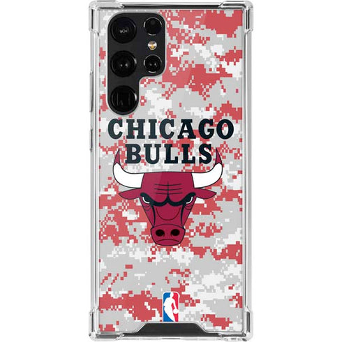 NBA Chicago Bulls Digi Camo Galaxy S22 Ultra Clear Case