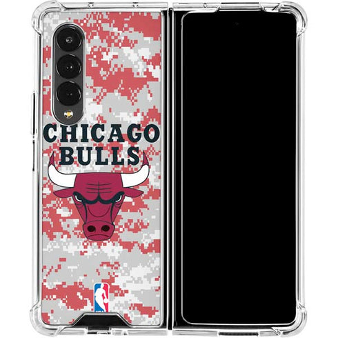 NBA Chicago Bulls Digi Camo Galaxy Z Fold4 5G Clear Case