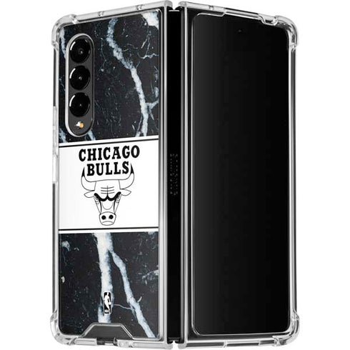 NBA Chicago Bulls Marble Galaxy Z Fold4 5G Clear Case