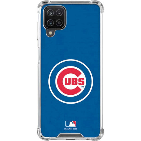 MLB Chicago Cubs - Solid Distressed Galaxy A12 Clear Case