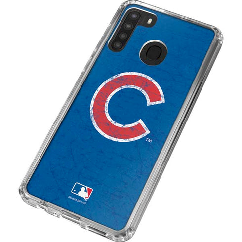 MLB Chicago Cubs - Solid Distressed Galaxy A21 Clear Case