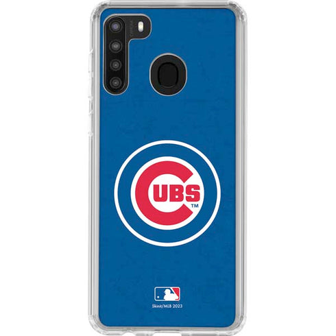 MLB Chicago Cubs - Solid Distressed Galaxy A21 Clear Case