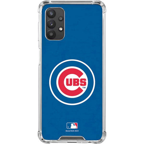 MLB Chicago Cubs - Solid Distressed Galaxy A32 5G Clear Case