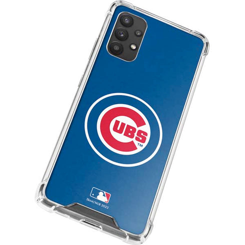 MLB Chicago Cubs - Solid Distressed Galaxy A32 5G Clear Case