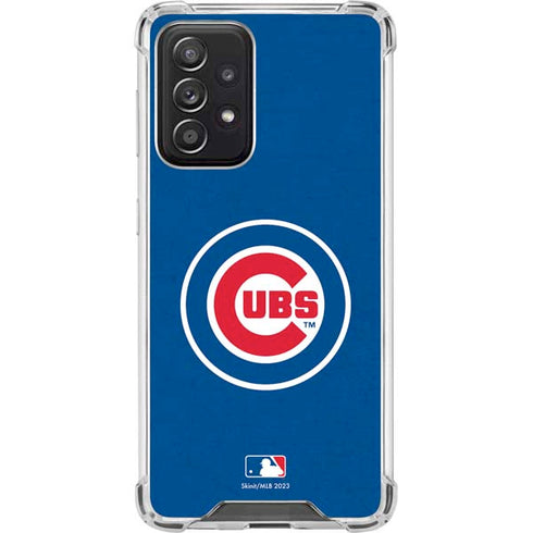 MLB Chicago Cubs - Solid Distressed Galaxy A52 5G Clear Case