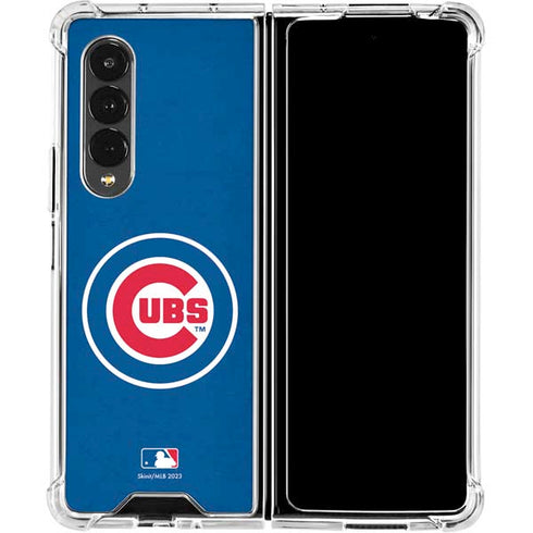 MLB Chicago Cubs - Solid Distressed Galaxy Z Fold4 5G Clear Case