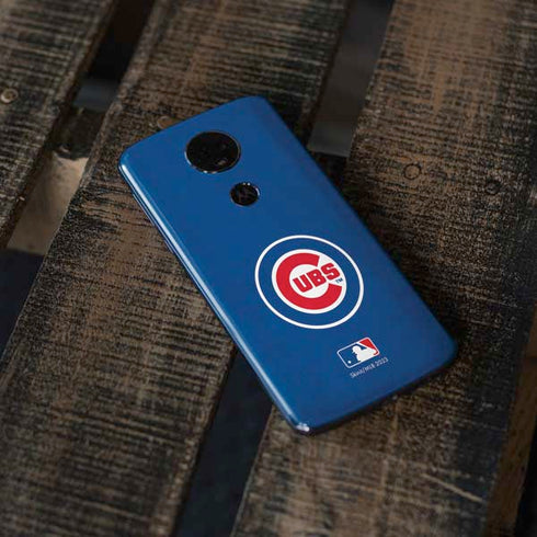 MLB Chicago Cubs - Solid Distressed Moto E5 Plus Skin