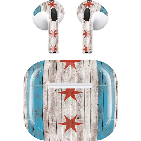 Chicago Flag Dark Wood Apple AirPods (3rd Gen 2021) Skin