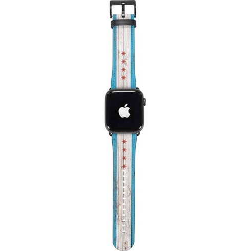 Chicago Flag Dark Wood Apple Watch Band 42-44mm