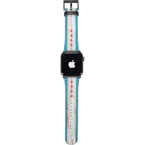 Chicago Flag Dark Wood Apple Watch Band 38-40mm
