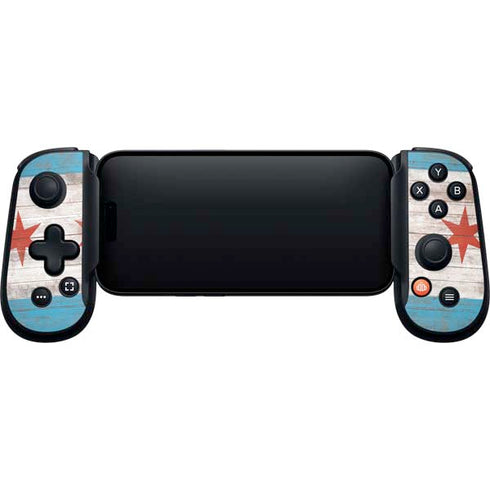 Chicago Flag Dark Wood Backbone One for iPhone Game Controller Skin