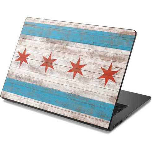 Chicago Flag Dark Wood Dell Chromebook Skin