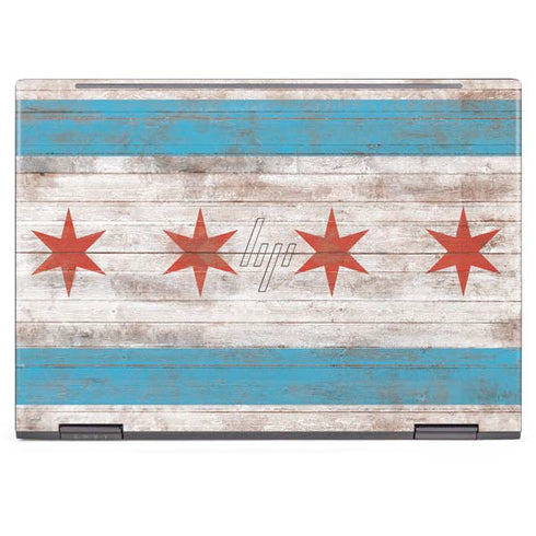 Chicago Flag Dark Wood HP Envy Skin