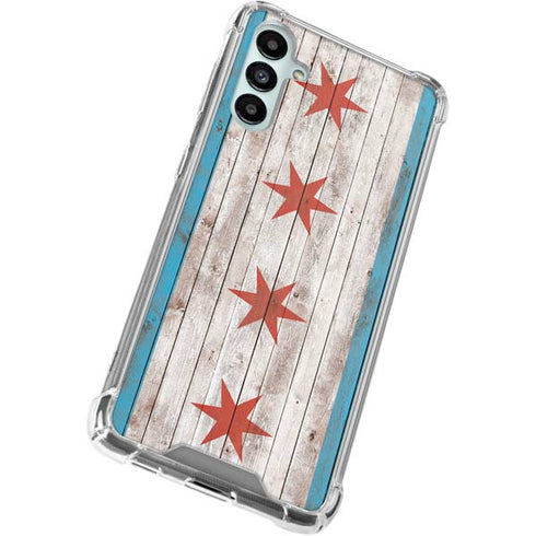 Chicago Flag Dark Wood Galaxy A15 5G Clear Case