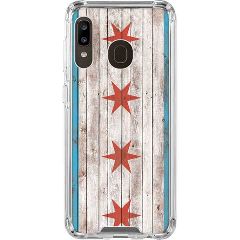 Chicago Flag Dark Wood Galaxy A30 Clear Case