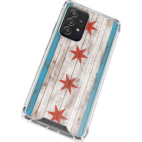 Chicago Flag Dark Wood Galaxy A52 5G Clear Case