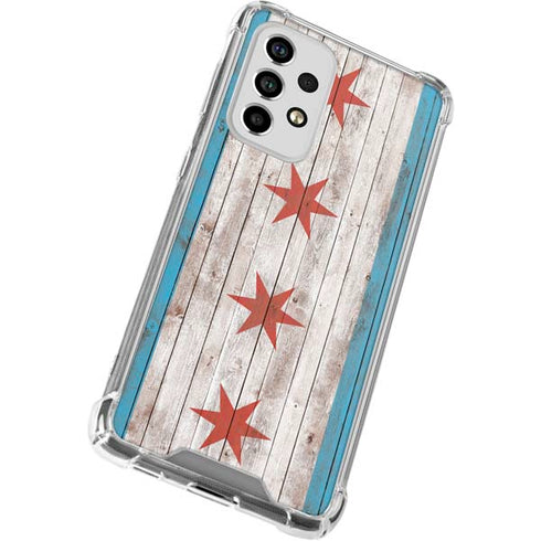 Chicago Flag Dark Wood Galaxy A53 5G Clear Case