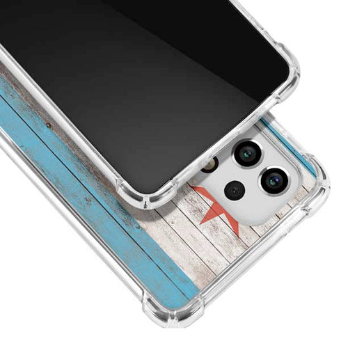 Chicago Flag Dark Wood Galaxy A53 5G Clear Case