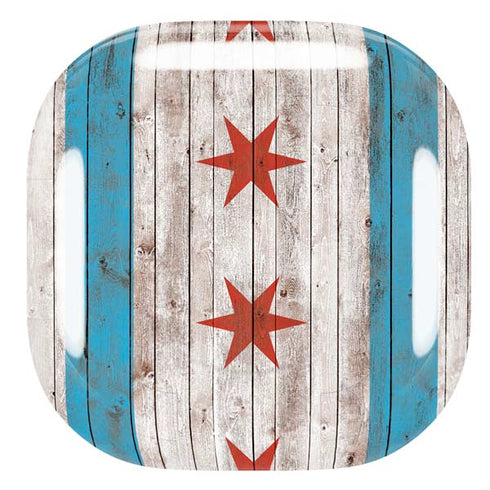 Chicago Flag Dark Wood Galaxy Buds Live Skin
