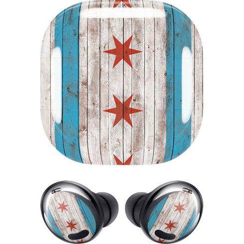 Chicago Flag Dark Wood Galaxy Buds Pro Skin