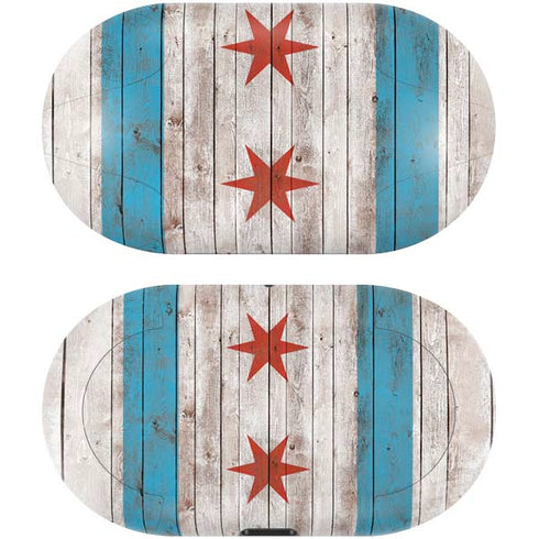 Chicago Flag Dark Wood Galaxy Buds Skin