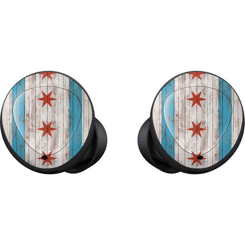 Chicago Flag Dark Wood Galaxy Buds Skin