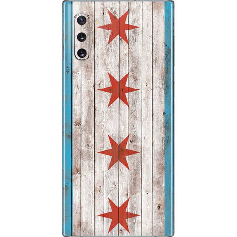 Chicago Flag Dark Wood Galaxy Note 10 Skin