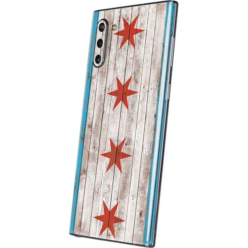 Chicago Flag Dark Wood Galaxy Note 10 Skin