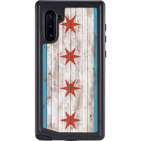 Chicago Flag Dark Wood Galaxy Note 10 Waterproof Case